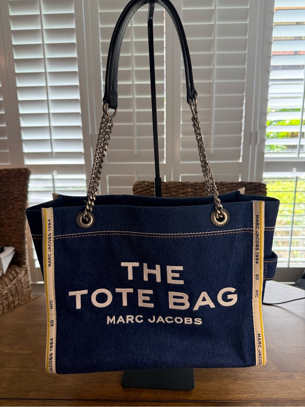 Marc Jacobs Denim Tote Bag with Chain handles